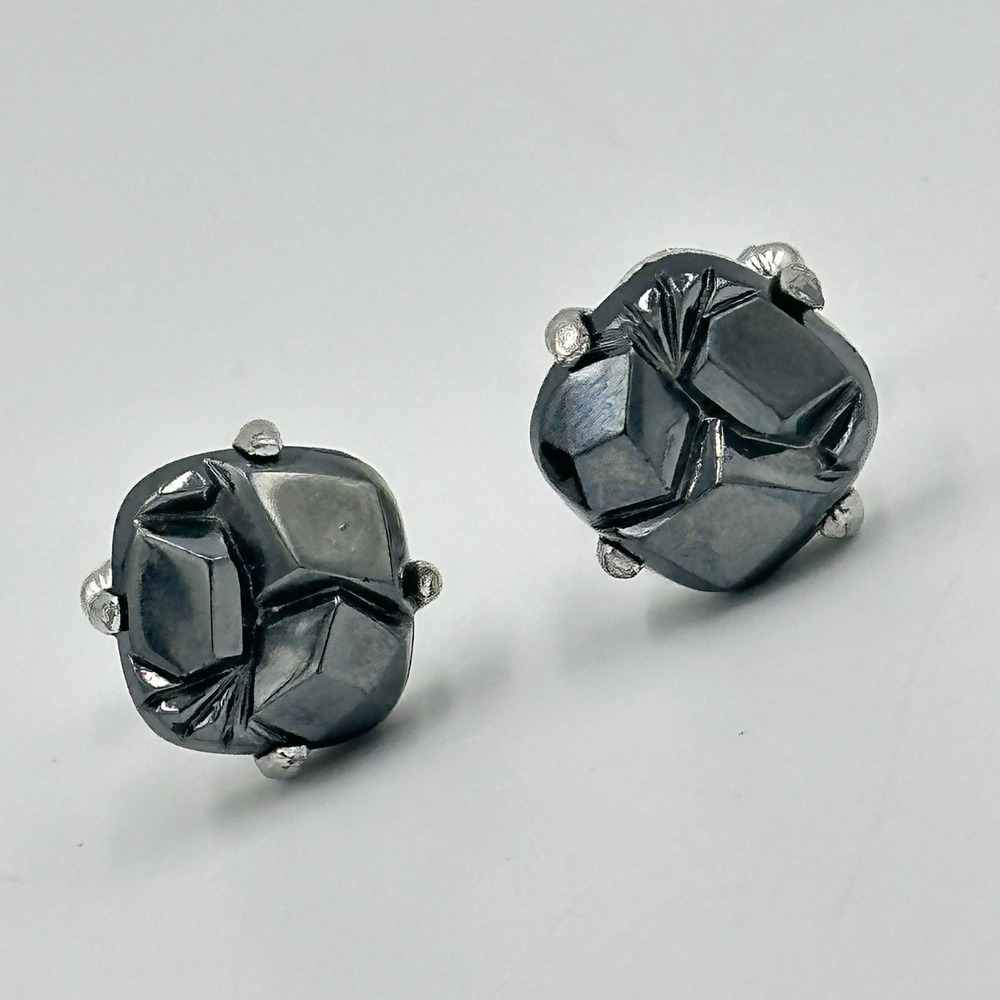 Vintage 1961/62 Sarah Coventry Faceted Faux Hematite Silvertone Cufflinks